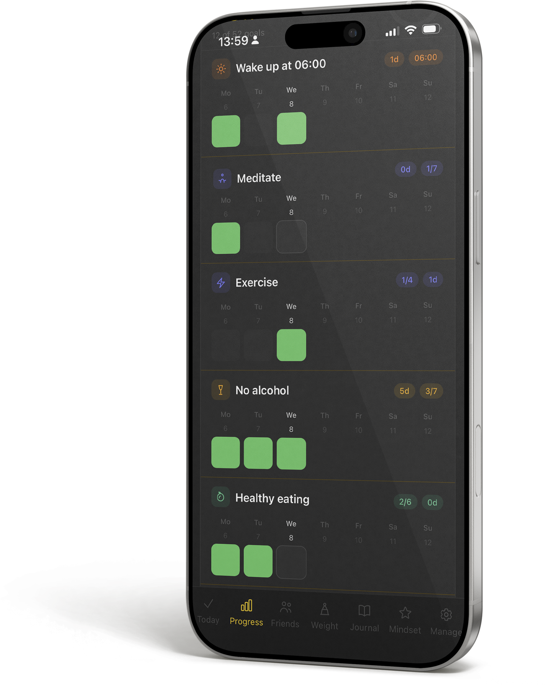 Habit Grit calendar screen