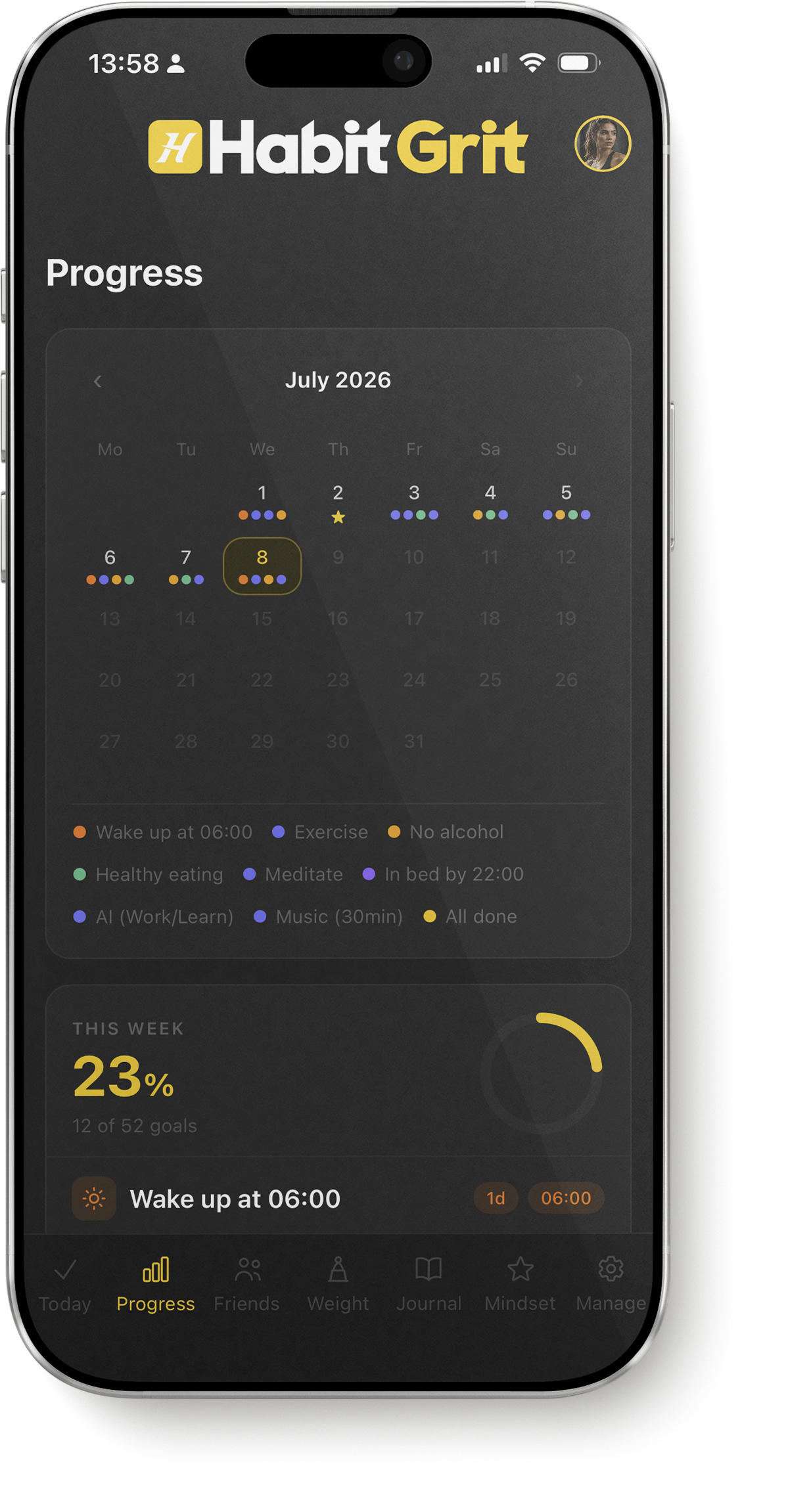 Habit Grit progress screen